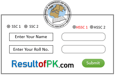 FBISE Result HSSC 1 search by name and roll no
