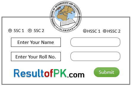 FBISE result 2023 search by name and roll number