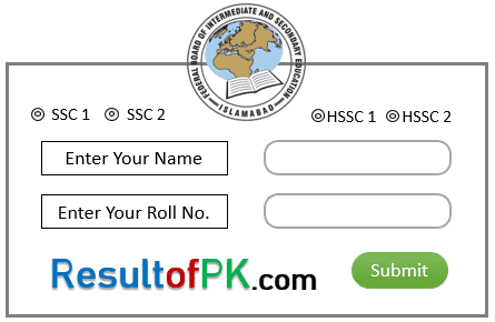 FBISE result 2025 search by name and roll number