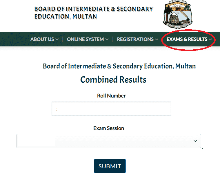 Search Multan Board Result By Name and Roll Number 2024